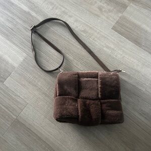 Anthropologie Brown Faux Fur Crossbody Bag